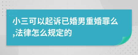小三可以起诉已婚男重婚罪么,法律怎么规定的