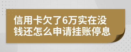 信用卡欠了6万实在没钱还怎么申请挂账停息