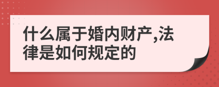 什么属于婚内财产,法律是如何规定的