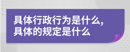 具体行政行为是什么,具体的规定是什么