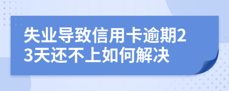 失业导致信用卡逾期23天还不上如何解决