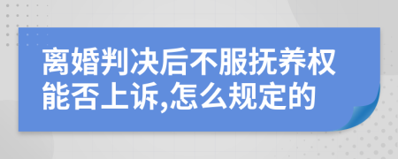 离婚判决后不服抚养权能否上诉,怎么规定的
