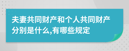 夫妻共同财产和个人共同财产分别是什么,有哪些规定