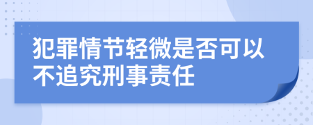 犯罪情节轻微是否可以不追究刑事责任