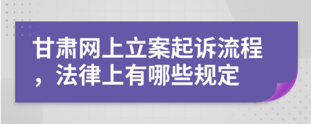 甘肃网上立案起诉流程，法律上有哪些规定