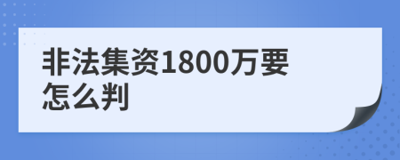 非法集资1800万要怎么判