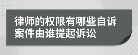 律师的权限有哪些自诉案件由谁提起诉讼