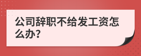 公司辞职不给发工资怎么办？