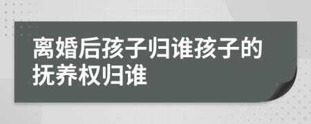 离婚后孩子归谁孩子的抚养权归谁