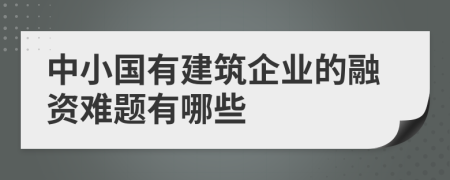 中小国有建筑企业的融资难题有哪些