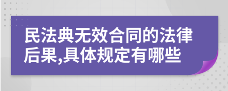民法典无效合同的法律后果,具体规定有哪些