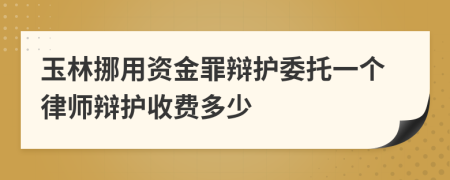 玉林挪用资金罪辩护委托一个律师辩护收费多少