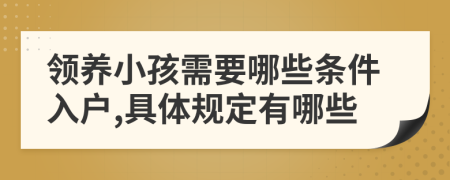 领养小孩需要哪些条件入户,具体规定有哪些