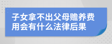 子女拿不出父母赡养费用会有什么法律后果