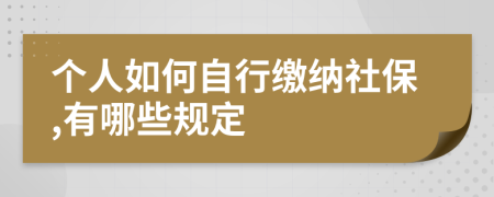 个人如何自行缴纳社保,有哪些规定