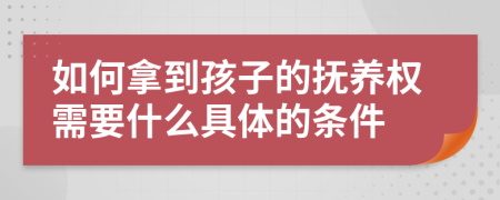 如何拿到孩子的抚养权需要什么具体的条件