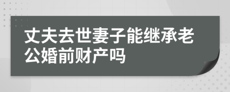 丈夫去世妻子能继承老公婚前财产吗