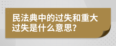 民法典中的过失和重大过失是什么意思？