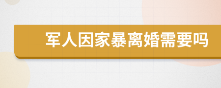 军人因家暴离婚需要吗