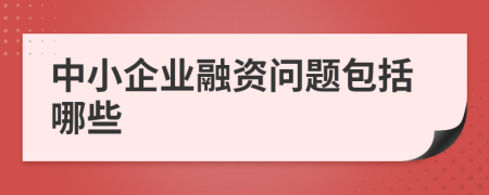 中小企业融资问题包括哪些