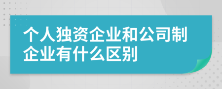 个人独资企业和公司制企业有什么区别