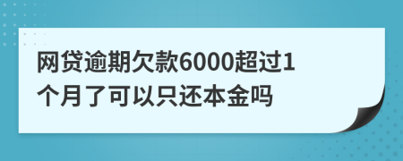 网贷逾期欠款6000超过1个月了可以只还本金吗