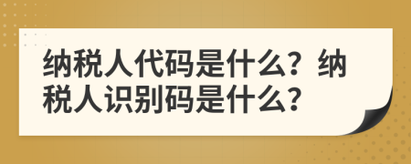 纳税人代码是什么？纳税人识别码是什么？