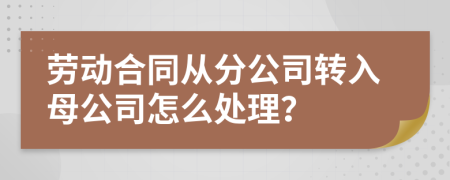 劳动合同从分公司转入母公司怎么处理？