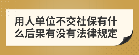 用人单位不交社保有什么后果有没有法律规定