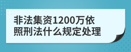 非法集资1200万依照刑法什么规定处理