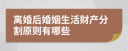 离婚后婚姻生活财产分割原则有哪些