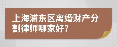 上海浦东区离婚财产分割律师哪家好？