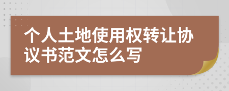 个人土地使用权转让协议书范文怎么写