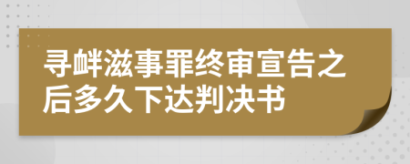 寻衅滋事罪终审宣告之后多久下达判决书
