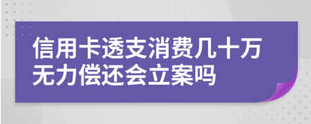 信用卡透支消费几十万无力偿还会立案吗