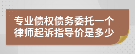 专业债权债务委托一个律师起诉指导价是多少