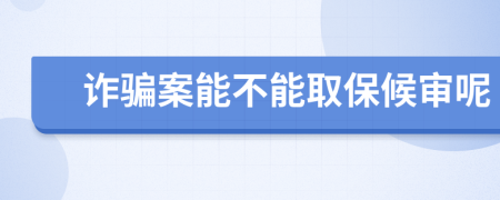 诈骗案能不能取保候审呢