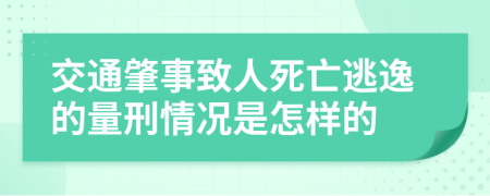 交通肇事致人死亡逃逸的量刑情况是怎样的