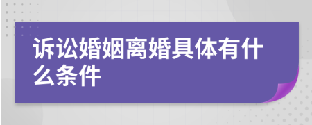 诉讼婚姻离婚具体有什么条件