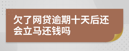 欠了网贷逾期十天后还会立马还钱吗