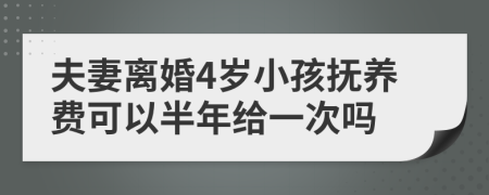 夫妻离婚4岁小孩抚养费可以半年给一次吗