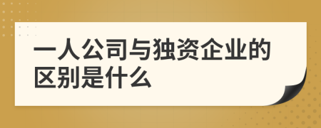 一人公司与独资企业的区别是什么