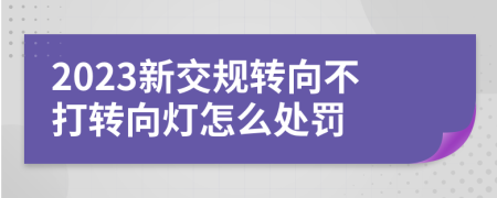 2023新交规转向不打转向灯怎么处罚