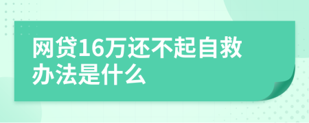 网贷16万还不起自救办法是什么