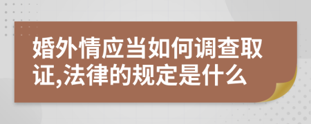 婚外情应当如何调查取证,法律的规定是什么