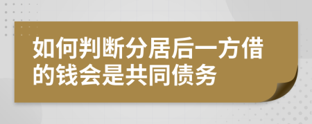 如何判断分居后一方借的钱会是共同债务