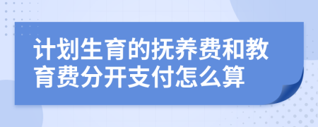 计划生育的抚养费和教育费分开支付怎么算