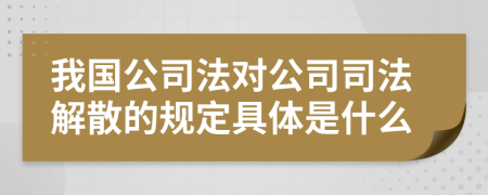 我国公司法对公司司法解散的规定具体是什么