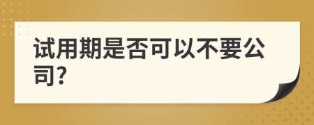 试用期是否可以不要公司?