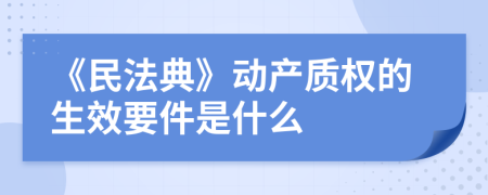 《民法典》动产质权的生效要件是什么